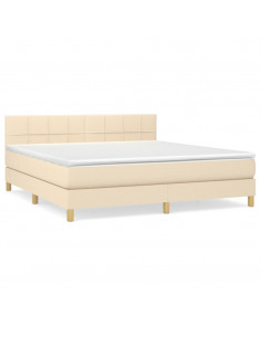 Giroletto a Molle con Materasso Crema 180x200 cm in Tessuto