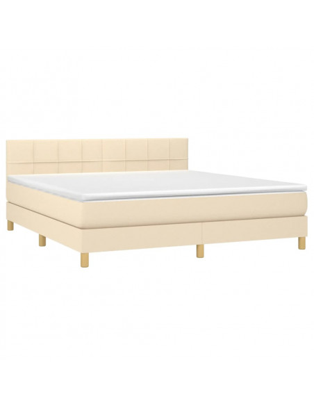 Giroletto a Molle con Materasso Crema 180x200 cm in Tessuto