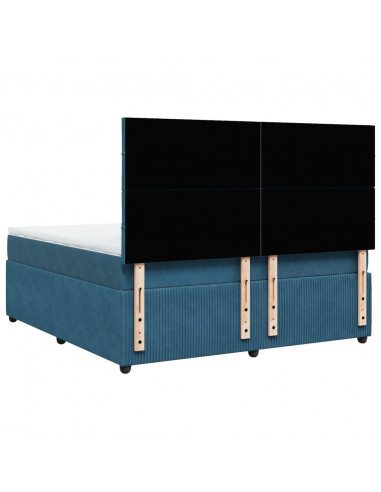 Giroletto a Molle con Materasso Blu 180x200 cm in Velluto