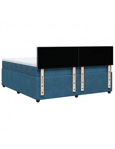 Giroletto a Molle con Materasso Blu 180x200 cm in Velluto