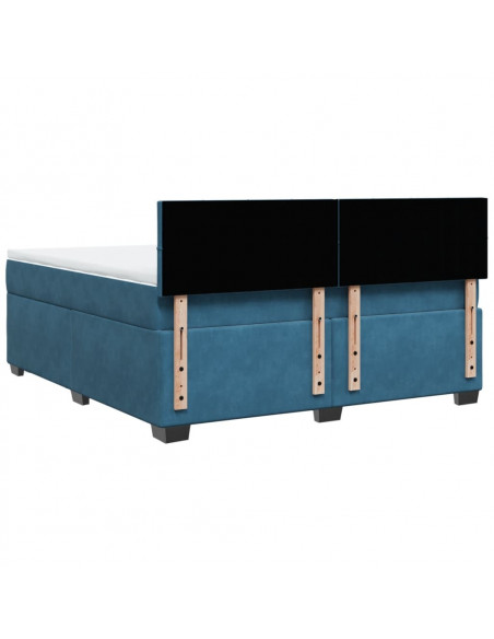 Giroletto a Molle con Materasso Blu 180x200 cm in Velluto