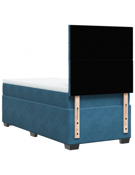 Giroletto a Molle con Materasso Blu 90x200 cm in Velluto