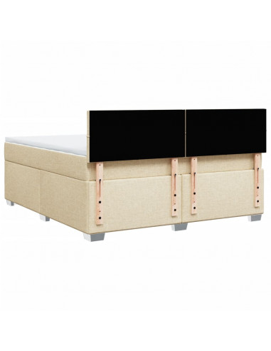 Giroletto a Molle con Materasso Crema 180x200 cm in Tessuto