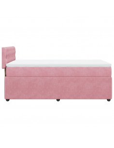 Giroletto a Molle con Materasso Rosa 90x190 cm in Velluto