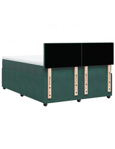 Giroletto a Molle con Materasso Verde Scuro 140x200 cm Velluto