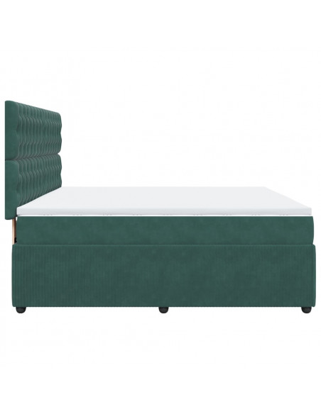 Giroletto a Molle con Materasso Verde Scuro 180x200 cm Velluto
