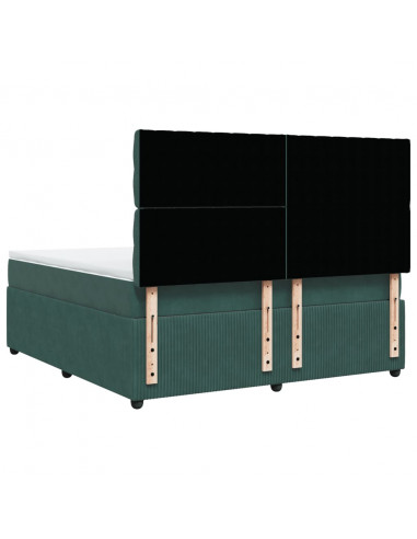 Giroletto a Molle con Materasso Verde Scuro 180x200 cm Velluto