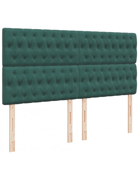 Giroletto a Molle con Materasso Verde Scuro 180x200 cm Velluto