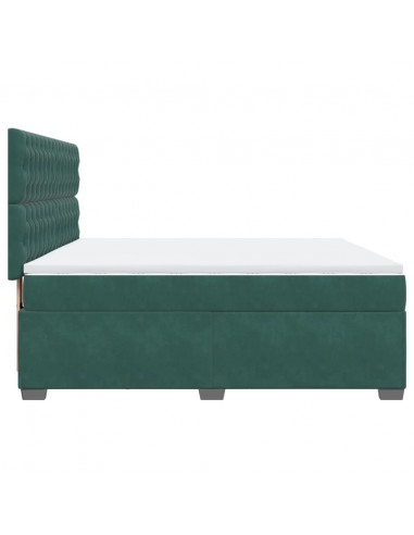 Giroletto a Molle con Materasso Verde Scuro 180x200 cm Velluto