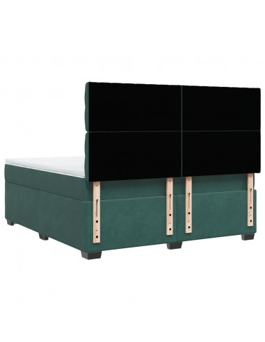 Giroletto a Molle con Materasso Verde Scuro 180x200 cm Velluto