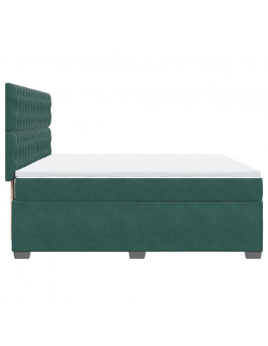 Giroletto a Molle con Materasso Verde Scuro 180x200 cm Velluto