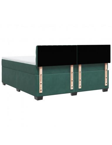 Giroletto a Molle con Materasso Verde Scuro 180x200 cm Velluto