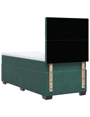 Giroletto a Molle con Materasso Verde Scuro 90x200 cm Velluto