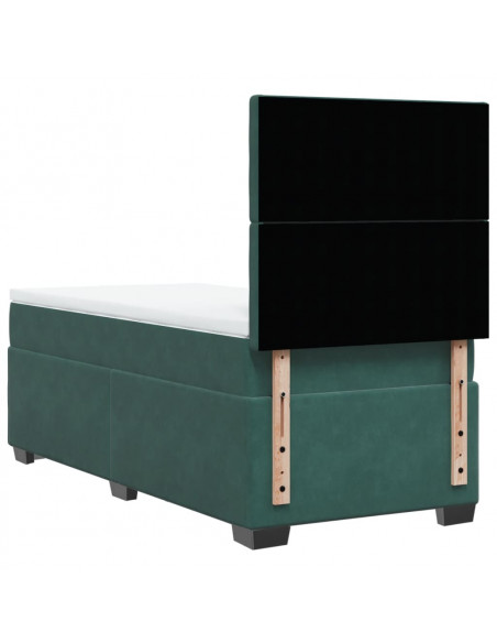 Giroletto a Molle con Materasso Verde Scuro 90x200 cm Velluto