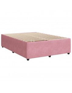 Giroletto a Molle con Materasso Rosa 140x200 cm in Velluto 2