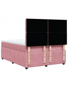 Giroletto a Molle con Materasso Rosa 140x200 cm in Velluto 2