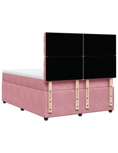 Giroletto a Molle con Materasso Rosa 140x200 cm in Velluto