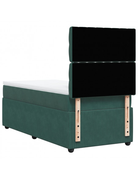 Giroletto a Molle con Materasso Verde Scuro 90x200 cm Velluto