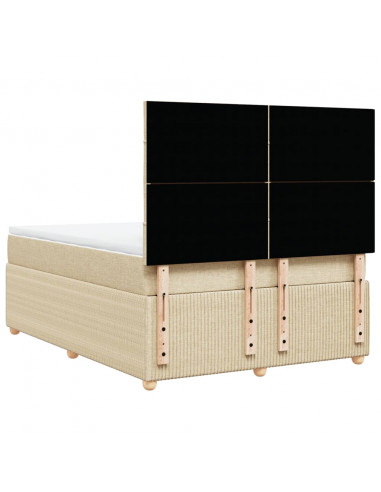 Giroletto a Molle con Materasso Crema 160x200 cm in Tessuto