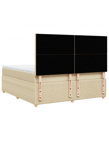 Giroletto a Molle con Materasso Crema 180x200 cm in Tessuto