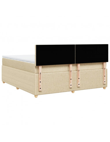 Giroletto a Molle con Materasso Crema 180x200 cm in Tessuto