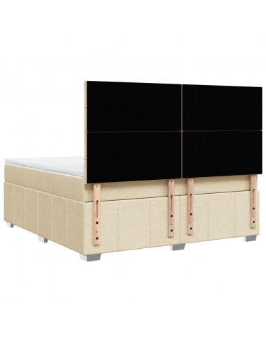 Giroletto a Molle con Materasso Crema 180x200 cm in Tessuto