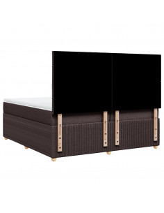 Giroletto a Molle con Materasso Marrone Scuro 200x200cm Tessuto 2