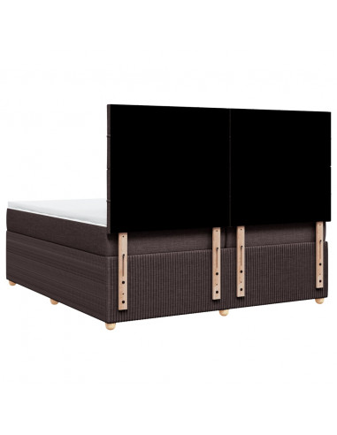 Giroletto a Molle con Materasso Marrone Scuro 200x200cm Tessuto