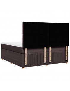 Giroletto a Molle con Materasso Marrone Scuro 200x200cm Tessuto 2