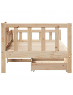 Dormeuse con Cassetti 80x200 cm in Legno Massello di Pino