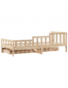 Dormeuse con Cassetti 80x200 cm in Legno Massello di Pino 2