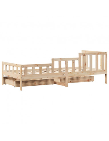 Dormeuse con Cassetti 80x200 cm in Legno Massello di Pino