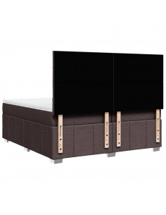 Giroletto a Molle con Materasso Marrone Scuro 200x200cm Tessuto 2