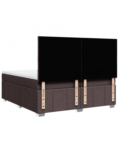 Giroletto a Molle con Materasso Marrone Scuro 200x200cm Tessuto