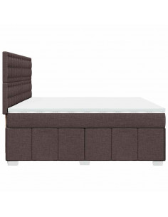 Giroletto a Molle con Materasso Marrone Scuro 200x200cm Tessuto