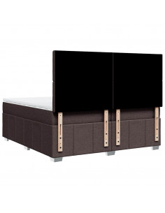 Giroletto a Molle con Materasso Marrone Scuro 200x200cm Tessuto 2