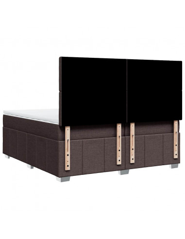 Giroletto a Molle con Materasso Marrone Scuro 200x200cm Tessuto