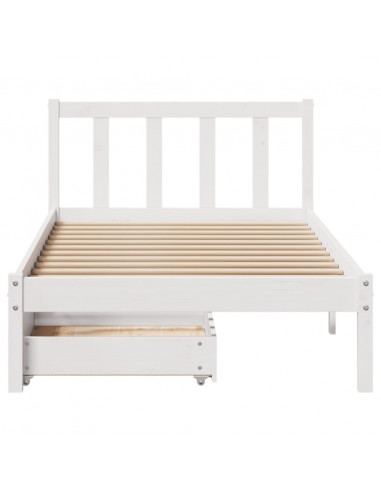 Giroletto senza Materasso Bianco 100x200 cm Legno Massello Pino