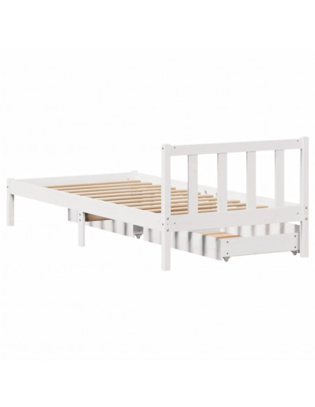 Giroletto senza Materasso Bianco 100x200 cm Legno Massello Pino