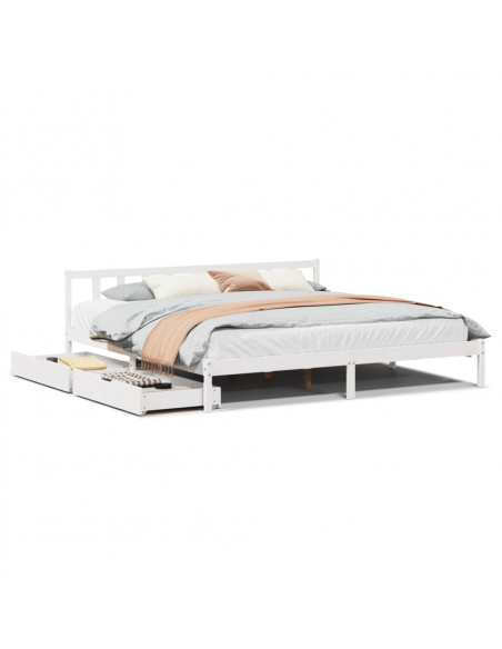 Letto senza Materasso Bianco 180x200 cm Legno Massello di Pino