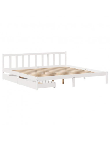 Letto senza Materasso Bianco 180x200 cm Legno Massello di Pino