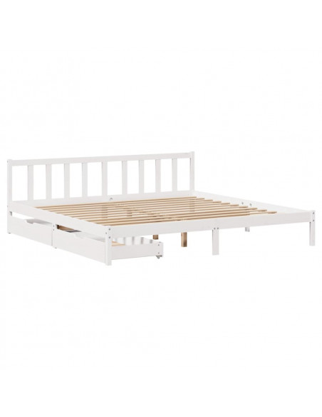 Letto senza Materasso Bianco 180x200 cm Legno Massello di Pino