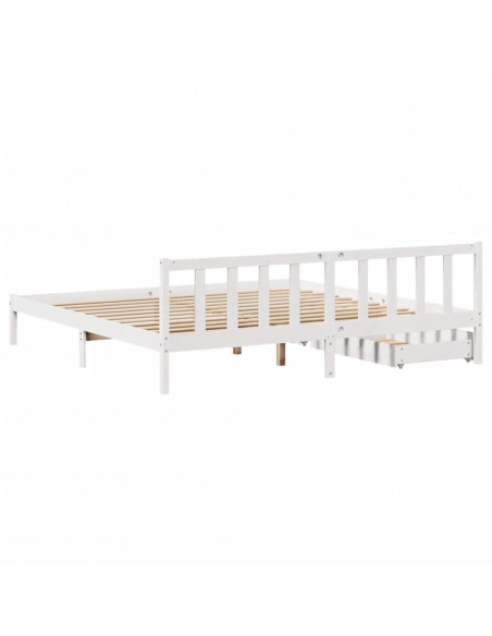 Letto senza Materasso Bianco 180x200 cm Legno Massello di Pino