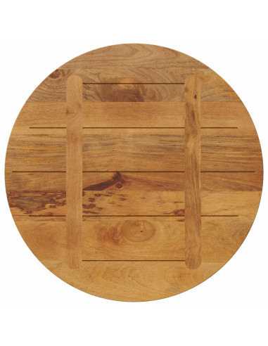 Piano per Tavolo Ø 70x3,8 cm Rotondo in Legno Massello di Mango