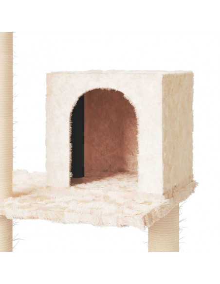 Albero per Gatti con Tiragraffi in Sisal Crema 119 cm