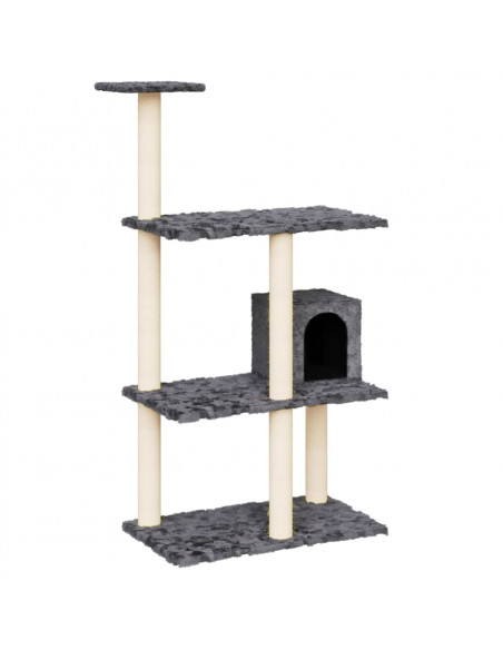 Albero per Gatti con Tiragraffi in Sisal Grigio Scuro 119 cm