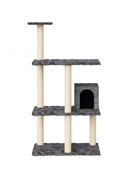Albero per Gatti con Tiragraffi in Sisal Grigio Scuro 119 cm