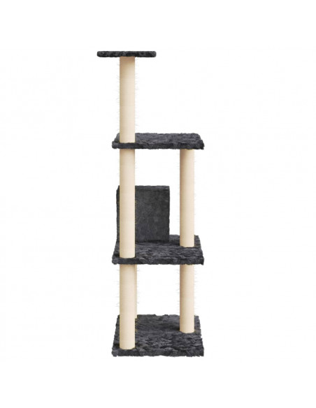 Albero per Gatti con Tiragraffi in Sisal Grigio Scuro 119 cm