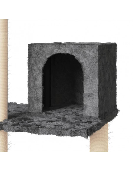 Albero per Gatti con Tiragraffi in Sisal Grigio Scuro 119 cm