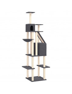 Albero per Gatti con Tiragraffi in Sisal Grigio Scuro 201 cm